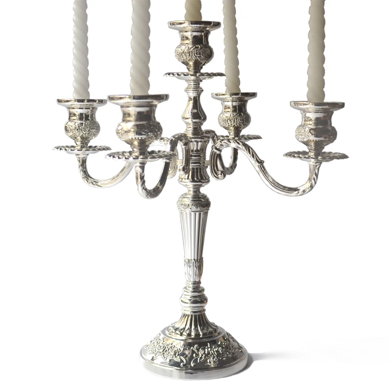 Creative Tall Silver Glod Candlestick Metal 5 Arm Candle Holders Retro Luxury Wedding Centerpieces Candlelight Dinner Gift FC420 | Дом и сад