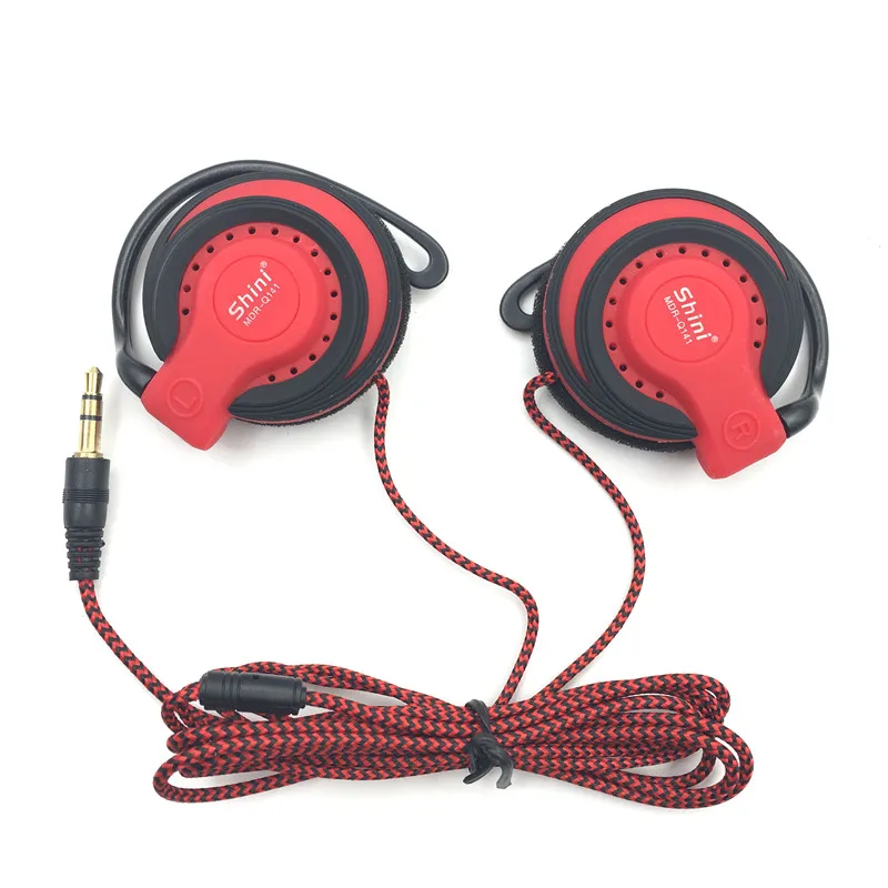 Shini Q141 спортивные наушники, музыкальные басы, наушники для бега, стерео наушники, гарнитура с крючком, гарнитура для iPhone/samsung - Цвет: Red