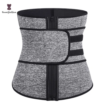 

Front Zip Up And Paste Sticker Sweat Waist Trainer Sport Workout Girdle Comfortable Women Body Shaper For Postpartumn