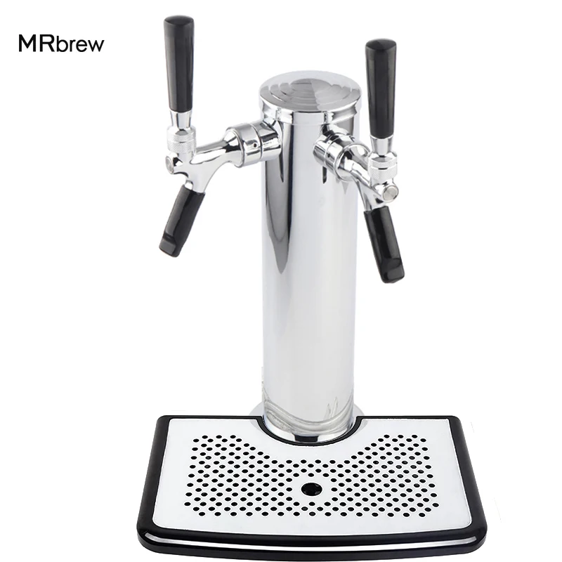 

Beer Tower With Drip Tray,Double Taps Beer Dispenser For Bar Homebrew,Beer Soda Water Wine Faucet Dispensing Tools