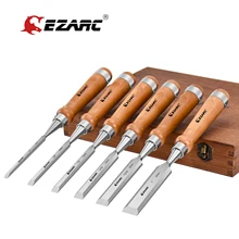 

EZARC Joiner Wood Chisel Tool kits 6pcs DIY Woodworking Hand Cutters for Wood Carving Woodworking Tools with Premium Wooden Case
