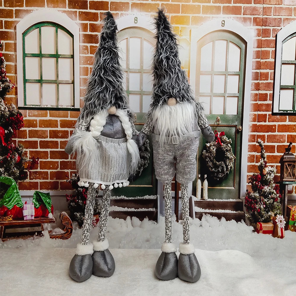 Plush Santa Claus Doll Christmas Gnome Decor Xmas Figurines Reindeer Stretchable Decorations Fireplace Home Decor Standing