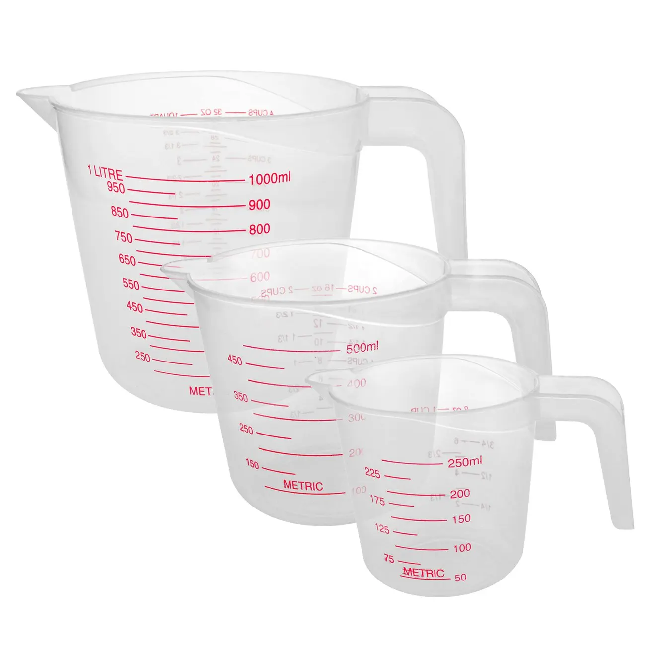 Plastic Measuring Cups Set of 4 1000ml 