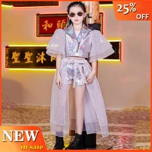 Модный серебряный костюм для сцены для детей Детская одежда для шоу наряд для джазовых выступлений в стиле хип-хоп для девочек модельная одежда для сцены Bl2995