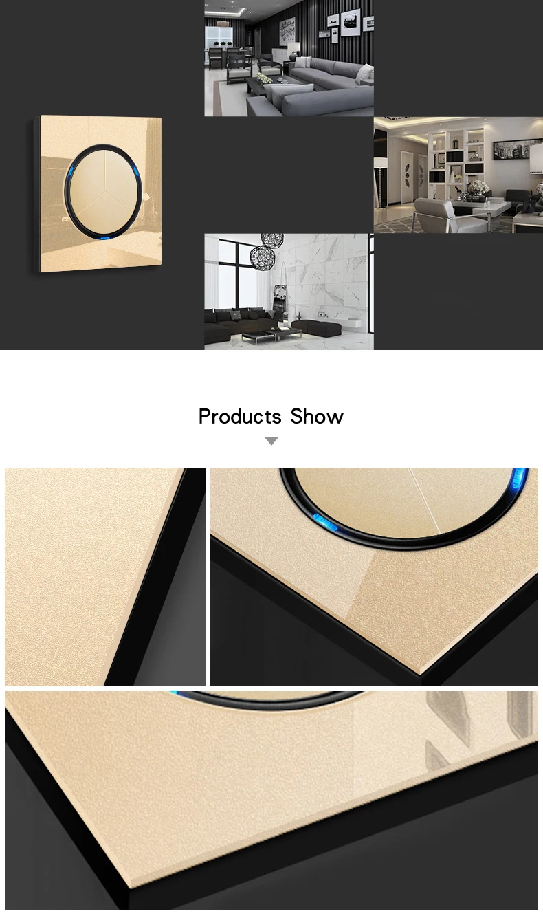 KAMANNI Frameless Grey Glass Panel Luxury Wall Rocker Light Button Switch Socket Led Indicator 2 Gang Controls 1/2Way New Design