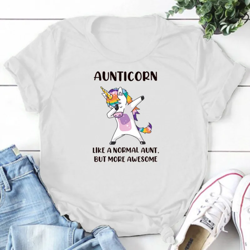 Aunticorn como un Normal tía, Pero más impresionante camiseta de las señoras de algodón S-3Xl nuevas tendencias Camiseta estilo Kawaii, Tops de verano