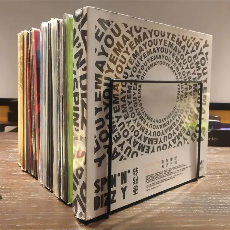Профессиональная черная металлическая LP виниловая полка для записи поворотный