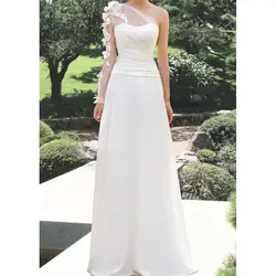 Sevintage/Сатиновые Свадебные платья на одно плечо с длинным рукавом, 3D цветочные свадебные платья, vestidos de fiesta largos elegantes de gala