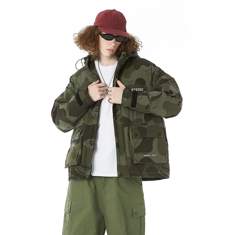 

UNCLEDONJM Warm Winter Jacket New Fashion Bomber Thick Coat Camo Parkas High Street Jackets Hip Hop Outerwear Coat BE-MA165