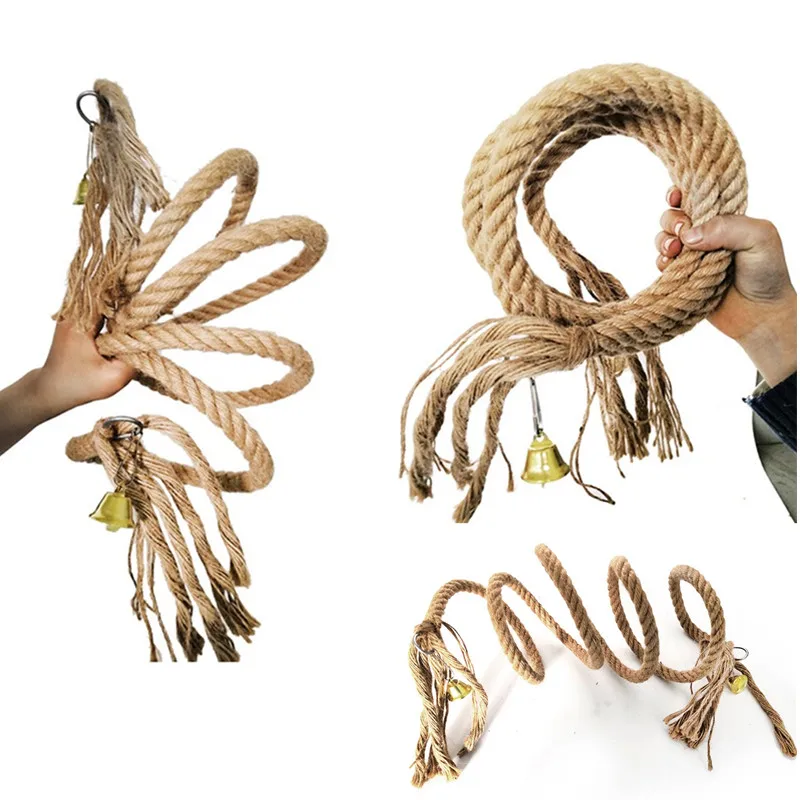 100/150/200 Cm loro juguetes de cuerda pájaro jaula juguete de escalada de decoración cuerda loro jaula para pájaros juguetes campana
