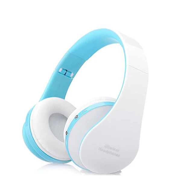 white blue NX-8252, профессиональные складные наушники Blutooth, аудио игровая гарнитура, беспроводные наушники, большие наушники с микрофоном для телефона, компьютера - Цвет: white blue