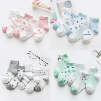 5 Pairs/Lot Baby Socks  For Newborns Infant Cute Cartoons Soft Cotton Socks Summer 0-24 Month Boy Girl Lovely Mesh Kids Gift CN 1