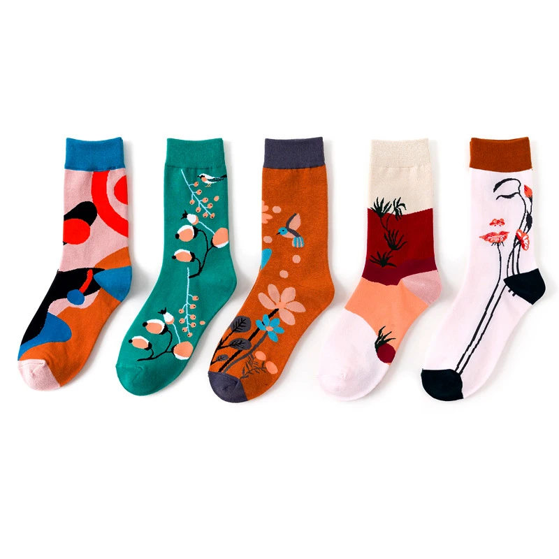 

Flower Streetwear Cartoon Nylon Fun Cute Kawaii Short Ladies Women Socks Warm Funny White Short Winter Cotton Happy Ankle Socks