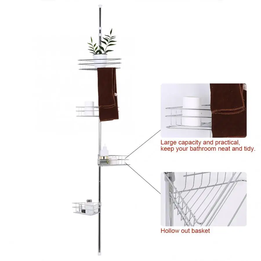 4 уровневая регулируемая полка для хранения напольная ванной комнаты домашней
