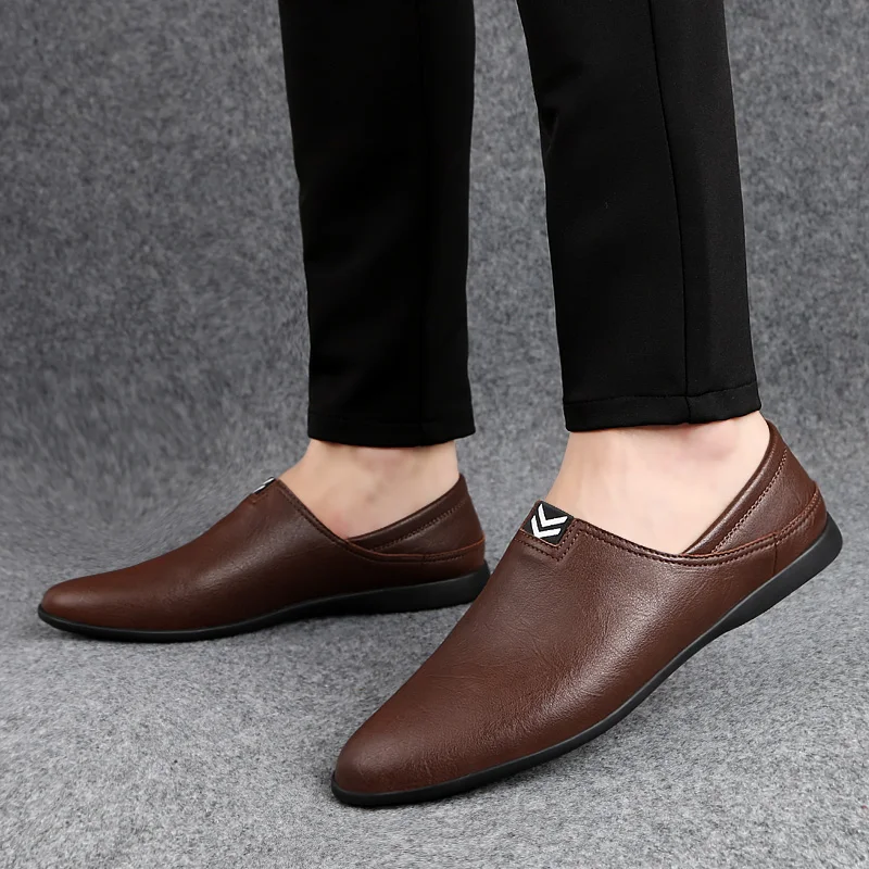 Men's Peas Shoes Comfortable Genuine Leather Men Casual Shoes ...