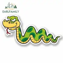 EARLFAMILY 13cm x 13cm Cartoon Angry Snake Funny Car Stickers Vinyl JDM Bumper Trunk Truck Graphics Anime Waterproof Accessories