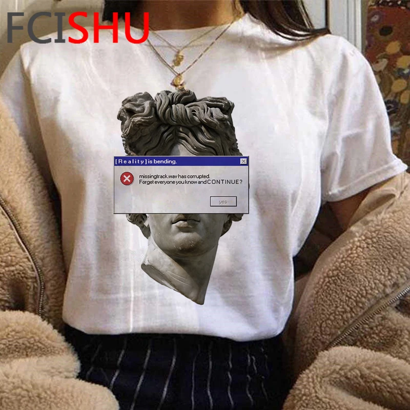 New Michelangelo Funny Cartoon Tshirt Women Grunge Aesthetic Hand Print T-shirt Graphic Oversized Tshirt Casual Top Tees Female