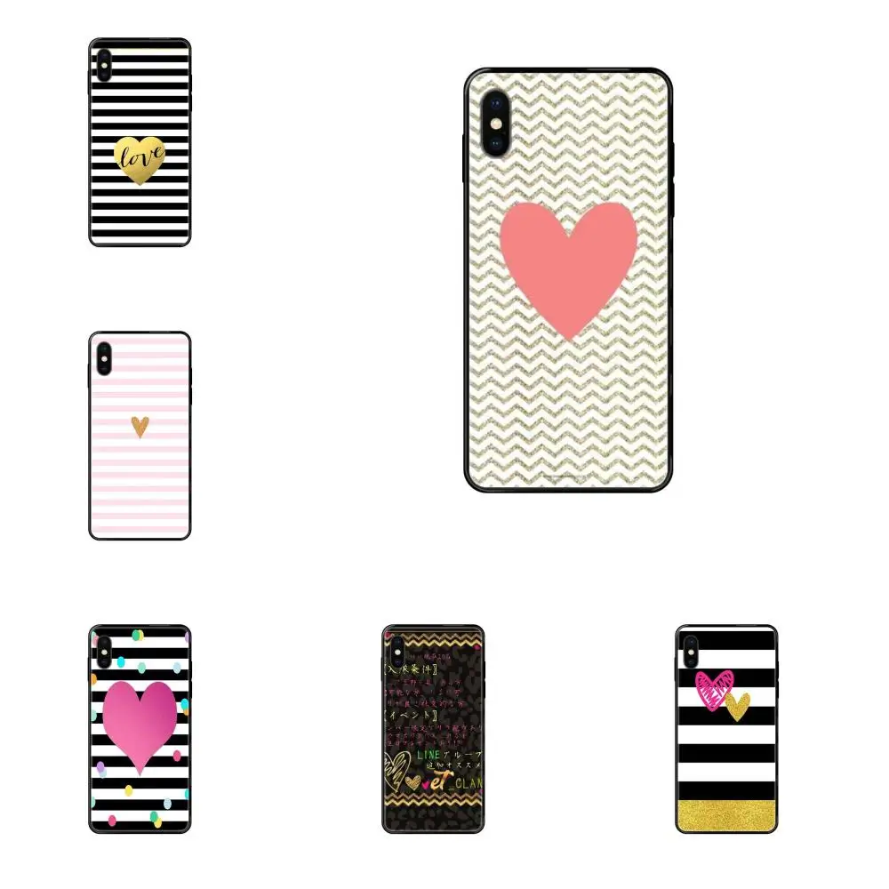 Стильный полосатый золотистыми блестками и с принтом сердце Любовь для Galaxy A70 A71