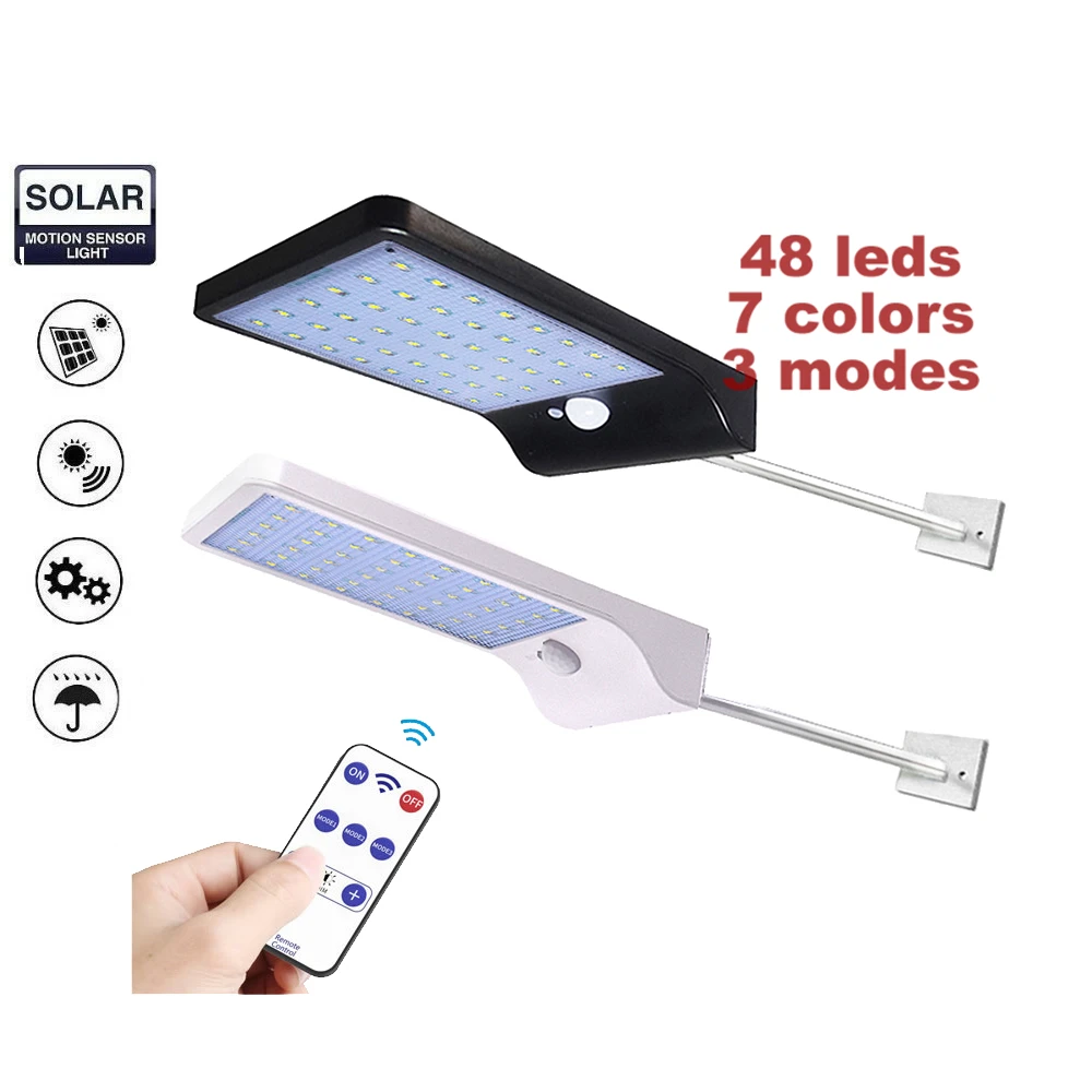 

Solar Wall Lights Outdoor Waterproof Security 36 LED Solar Powered Motion Sensor Wall Lamp with Mounting Pole For Garden Pathway
