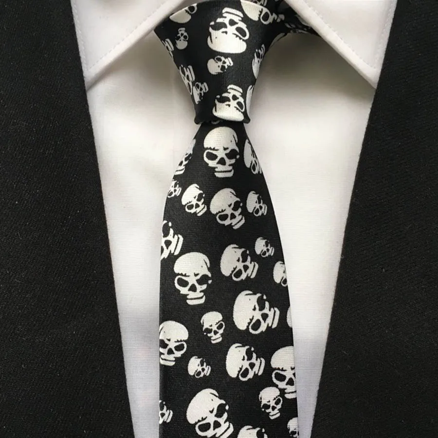 Fashion Men Skull Pattern Necktie Halloween Wedding Party Personality Ties Gravata