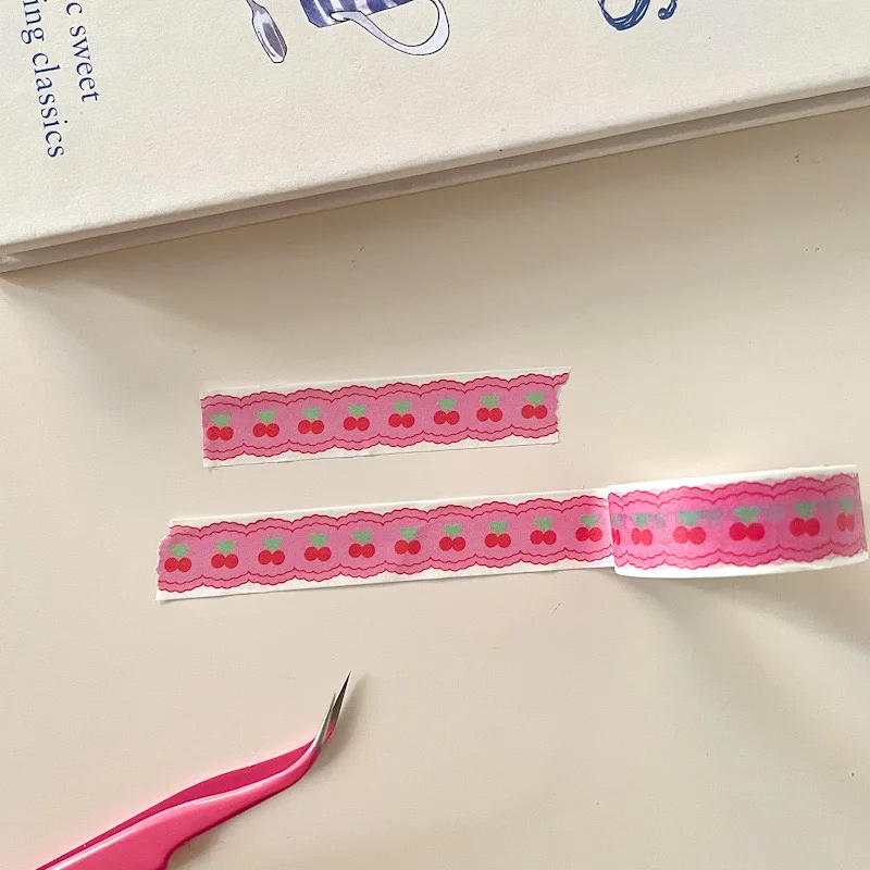 MINKYS New 5M Kawai Pink Cherry Washi Tape Scrapbooking Journal Scene Frame Decoration Cute Sticker School Stationery 6