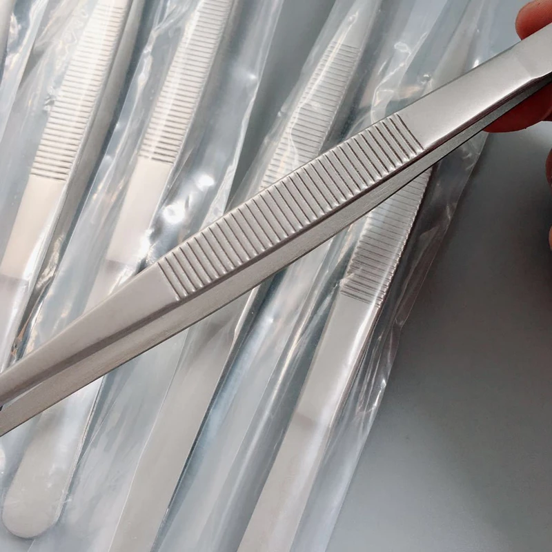 Stainless Steel Tweezers 430 Precision CR Anti-iodine Long Forceps 12.5cm-30cm Straight Head Elbow Thicken Medical Tools