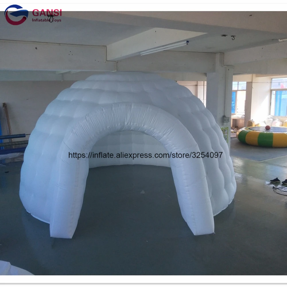 Free shipping door to door white inflatable igloo tent with LED lighting ,customized led inflatable dome tent for party