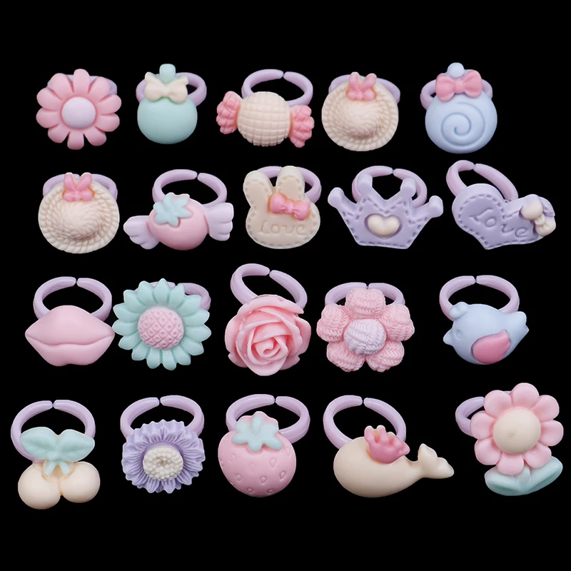 20 шт. Diy ремесленные игрушки Любовь Дети милые кольца дизайн цветок животное модные аксессуары для девочек детские подарки кольца на палец