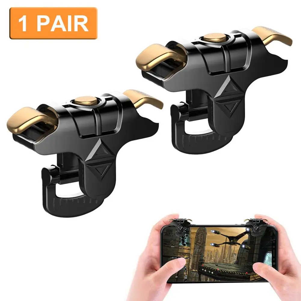 

2 Pcs Game Controllers Sensitive Mobile Game Console Machine With Metal Buttons 4 Fingers Operation Gamepad Assist Accessories