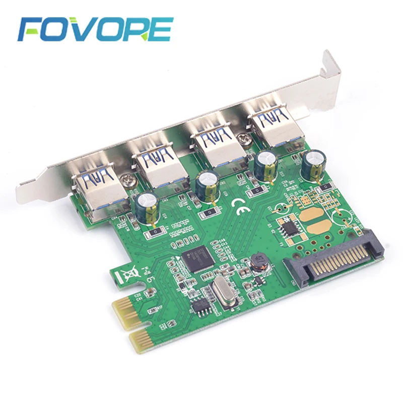 PCI express USB 3 0x16x1 адаптер 4 порта USB3.0 к PCIe расширения карты e x1 преобразователь чип