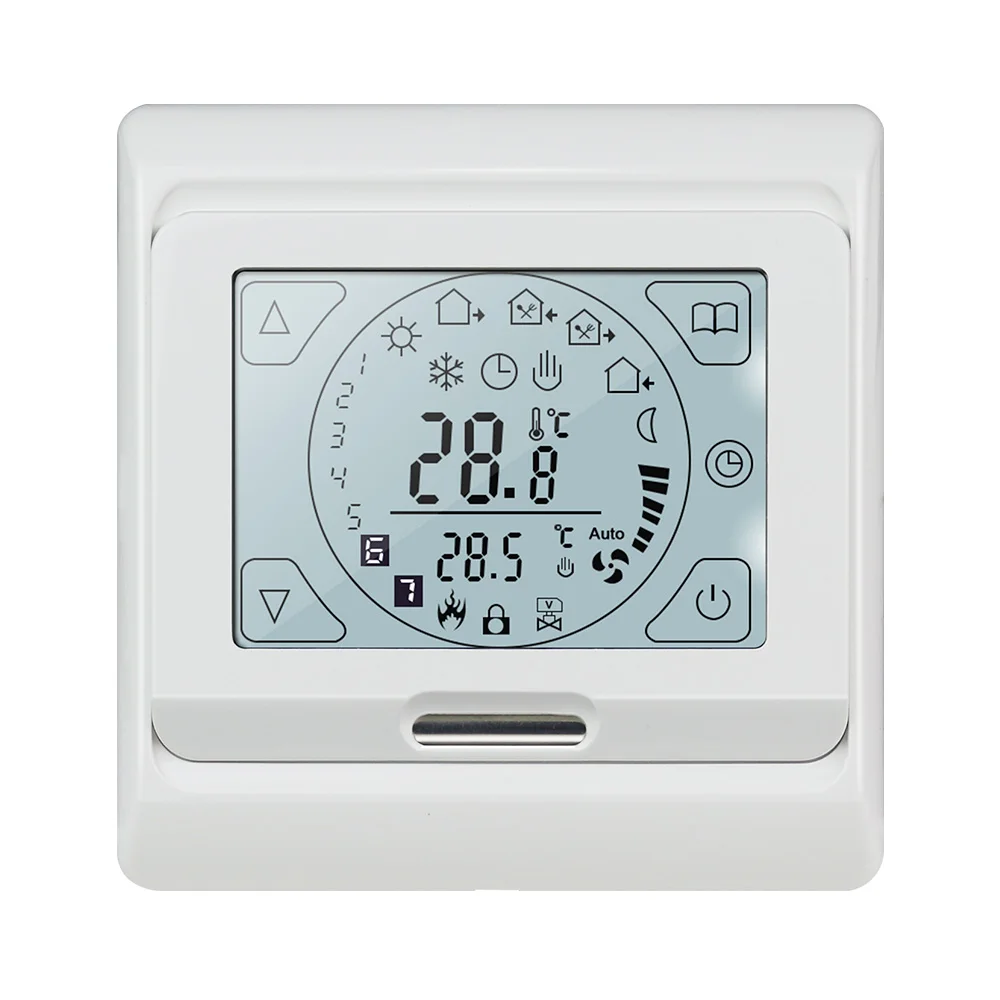 Termostato eléctrico de suelo CA 16A 230V, controlador Digital de temperatura, retroiluminación LCD de aire ambiente con pantalla táctil y Cable