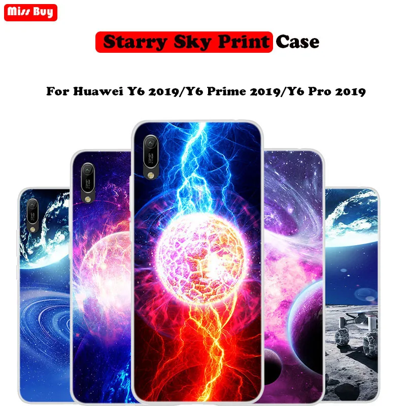

For Huawei Y6 Pro 2019 Case Silicone Soft Case For Huawei Y6 Prime 2019 Cover Starry Sky Star Print For Huawei Y6 2019 Fundas