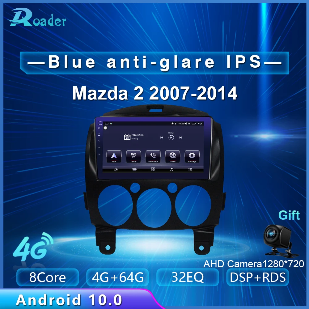 Автомобильный мультимедийный плеер Roader Android 10 0 автомобильный DVD для Mazda 2 DE 2007-2014