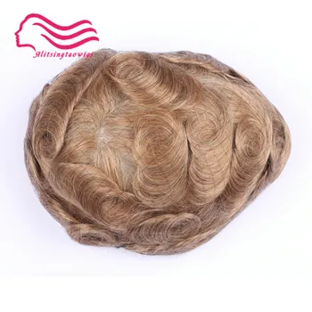 

NG BRAND Ultra thin skin 0.02mm-0.04mm V-looped Men's Toupee Men Hair System Super Thin Skin Toupee Hair Replacement