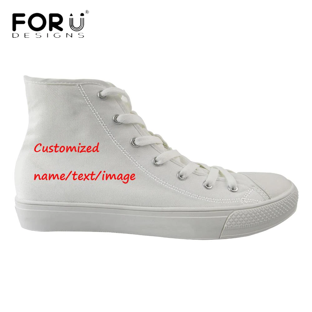 FORUDESIGNS Customize Picture or Logo Women Sneakers Flats Cute Animal Printing Fashion High Top Canvas Vulcanized Shoes Flats