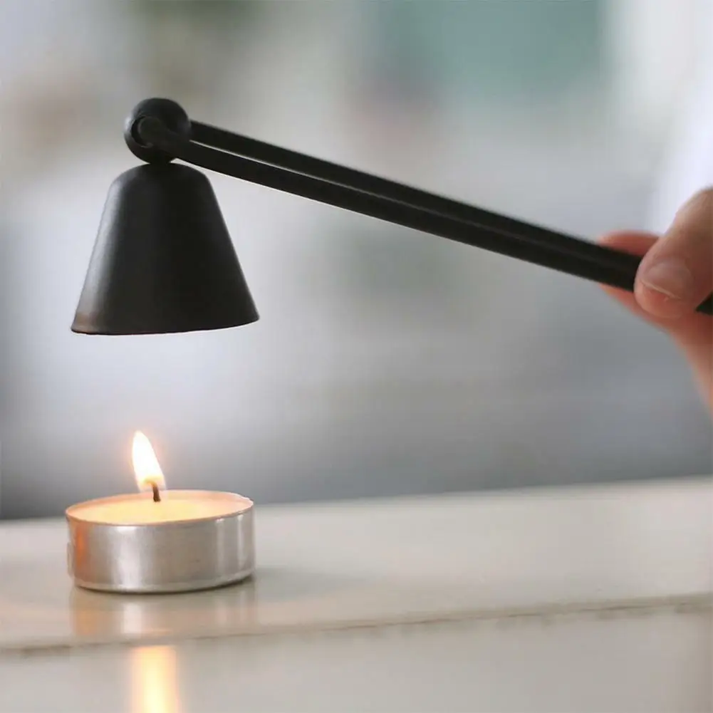

Iron Metal Smokeless Candle Wick Bell Snuffer Home Hand Put Off Tool Kit Candle Accessories Holders Black