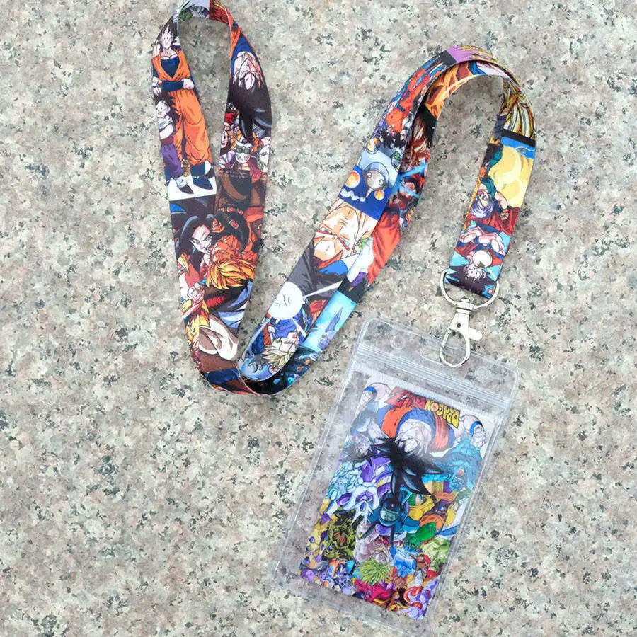 

DragonBall Z Keychain lanyard SSJ Goku neck strap ID Badge Protector Case Work Certificate Pass Gym Mobile USB Holder Hang Rope