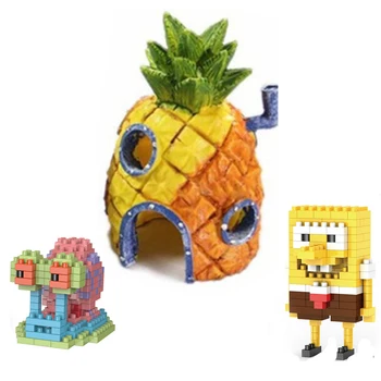 

3 Pcs Fish Tank Decoration Aquarium Decor For SpongeBob Figures Ornaments Fish House Wine Barrel Decor Aquarium Accessories
