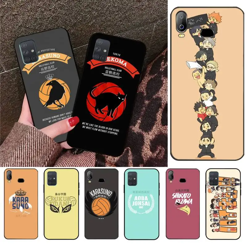 HPCHCJHM HAIKYUU!! Karasuno Nekoma Cres Cover Black Phone Case For Samsung A10 A20 A30 A40 A50 A70 A80 A71 A91 A51 A6 A8 2018 | Мобильные