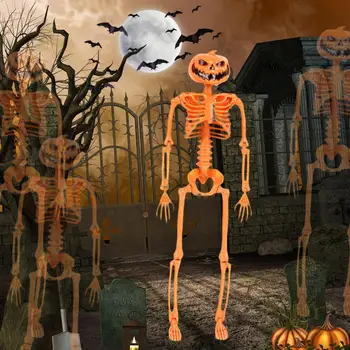 

40cm Terror Pumpkin Skeleton Halloween Garden Party Decor Prop U2Q9