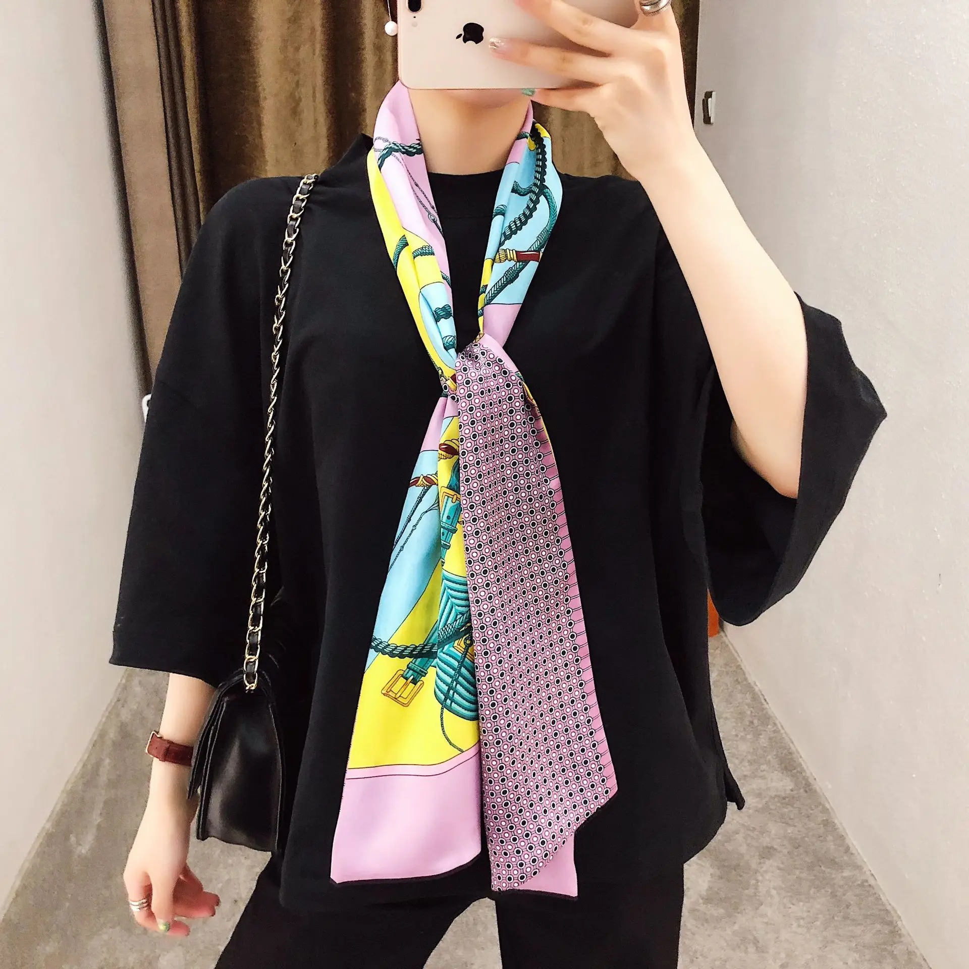 2019 новый дизайн саржевого шарфа двухслойный женский шарф модный галстук шейный
