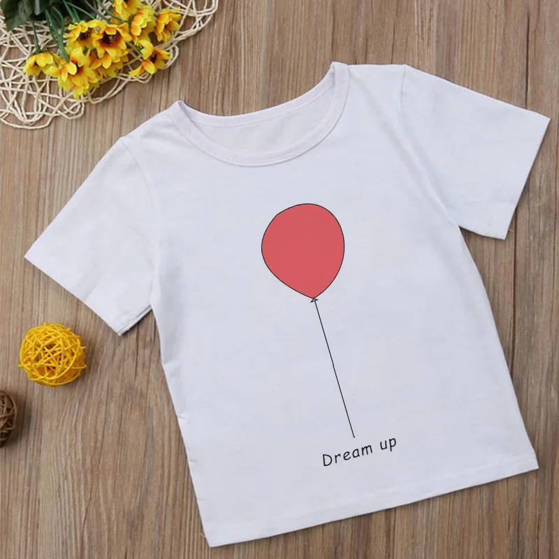 Летняя детская одежда футболка для девочек с милым принтом «Kawaii Give You A Heart» Harajuku/модные топы для мальчиков с рисунками из мультфильмов и круглым вырезом, BAL622