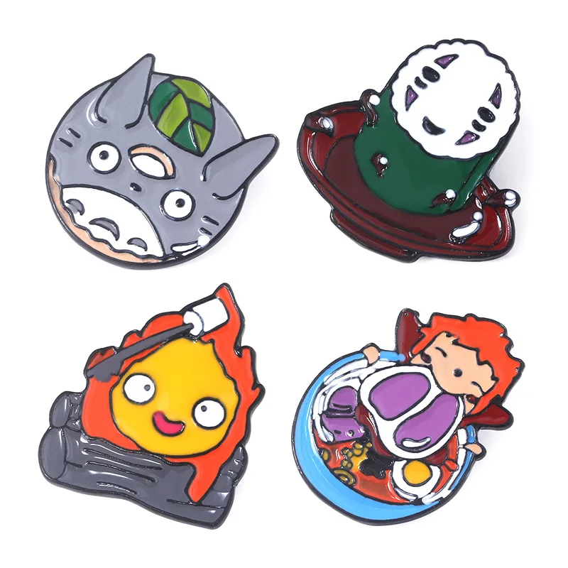 

Miyazaki Hayao Metal Brooches Spirited Away My Neighbor Totoro Gake No Ue No Ponyo Lapel Pins For Man Women Fashion Jewelry