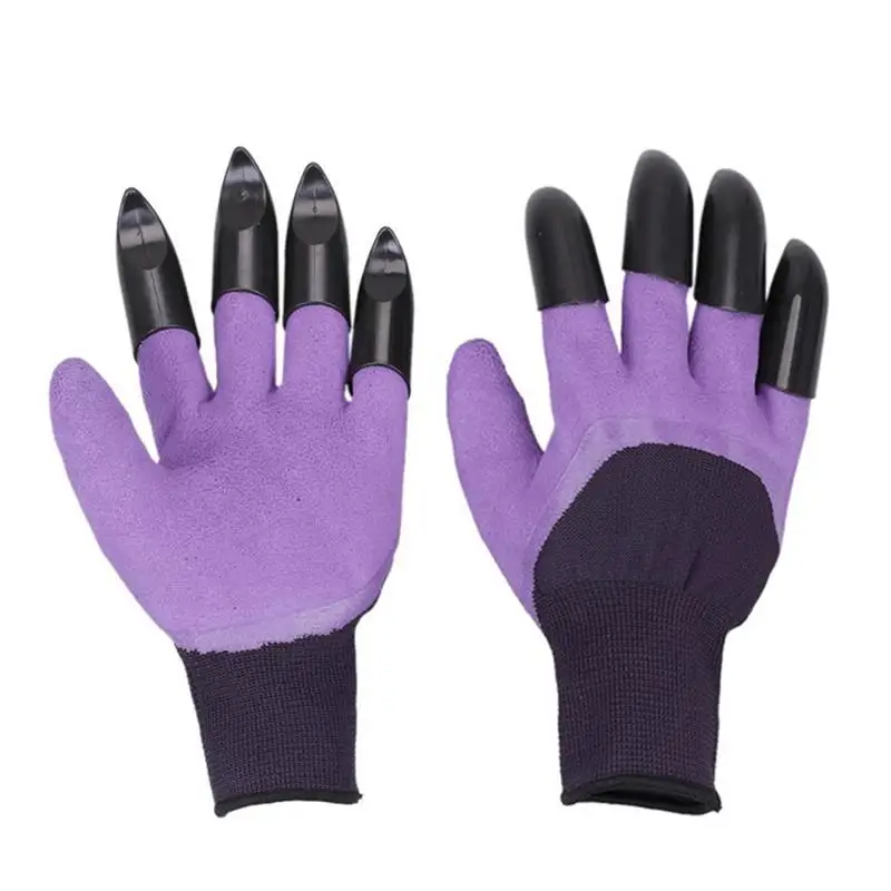 4/8 Hand Claw ABS Plastic Garden Rubber Gloves Gardening Digging Planting Durable Waterproof Work Glove Outdoor