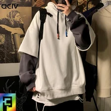 

Autumn Winter Thick Hoodies Men Patchwork Hip Hop Hoodies Men Fashion Clothing Korean Fashion Streetwear Oversized Hoodies