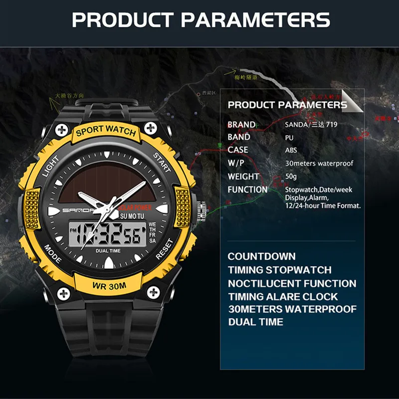 SANDA Mode Heren Horloges Sport Militaire Led Digitale Horloge Mannen Schokbestendig водонепроницаемый Horl Klok Relogio Masculino