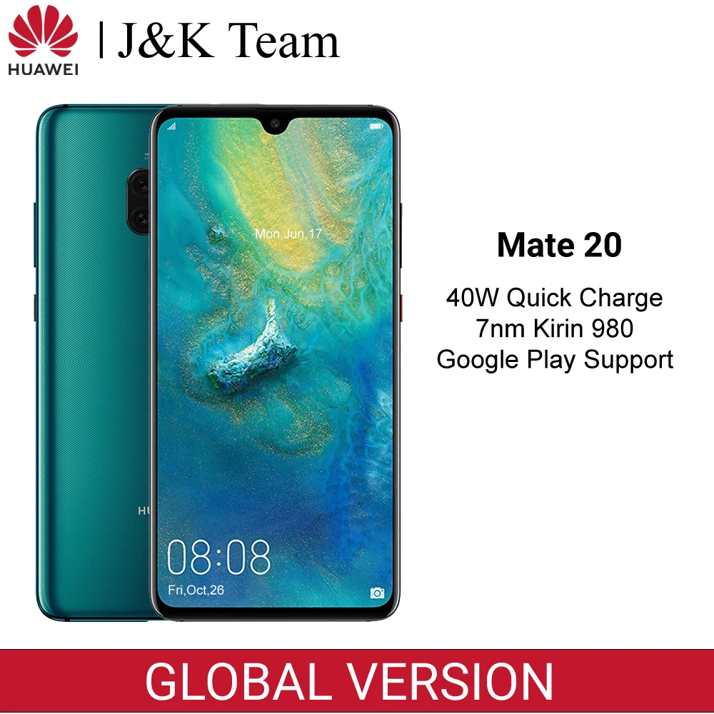 Huawei Mate 20 Smartphone NFC Android 9.0 HUAWEI Kirin 980 6.53 inch 3 Back Camera MobilePhone 4000mAh Battery Mobile Phone