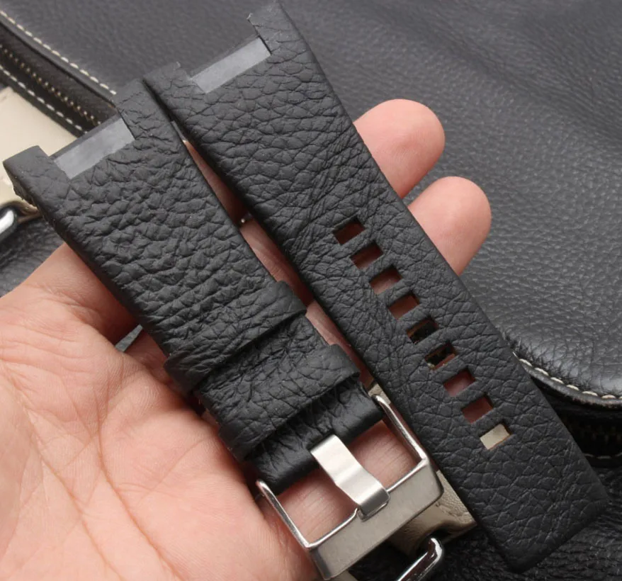 BRETA часы кожаный ремешок для дизельных часов Ремешок для DZ1216 DZ1273 DZ4246 часы мужские ремешки с аксессуарами+ инструменты 32*17 - Цвет ремешка: Black