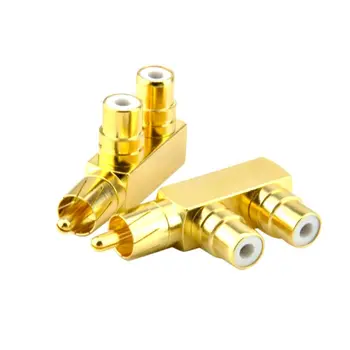 

1PC Gold Plated Copper 1 RCA Male to 2 RCA Female AV Audio Video Adapter Plug Splitter Converter Connector