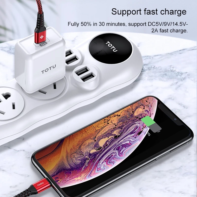 TOTUDESIGN BPDA-03 Аврора серии USB-C/тип-c до 8 Pin PD Быстрая зарядка MFI Сертифицированный плетеный кабель для передачи данных, длина: 1 м(черный